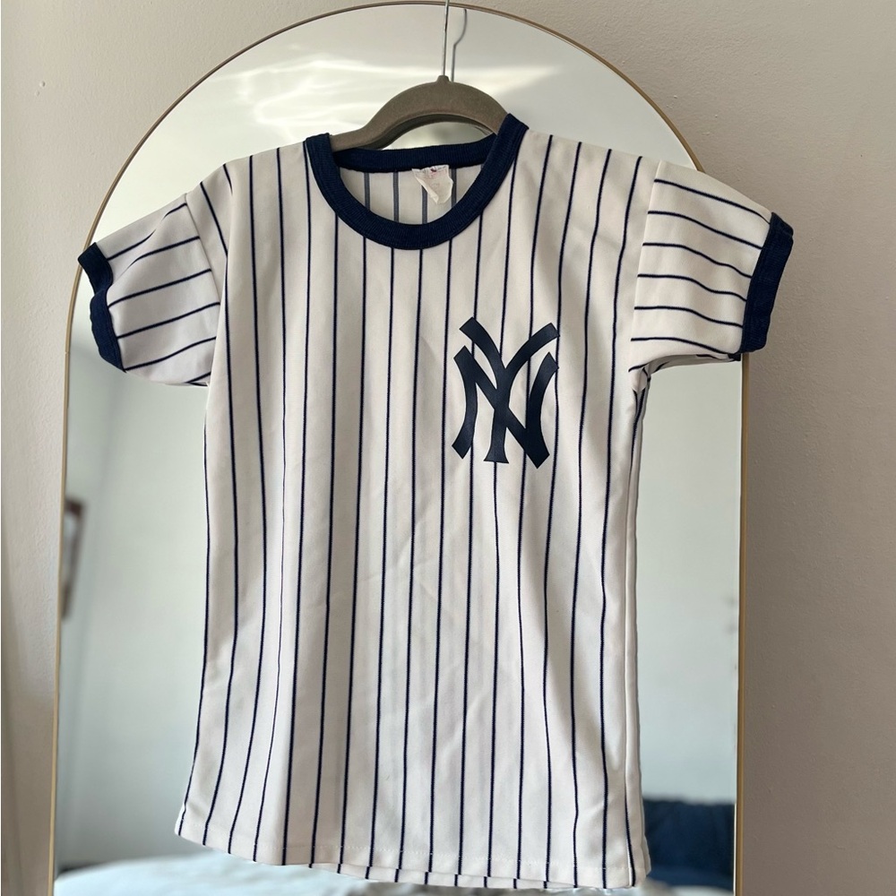 Vintage 80s Empire Kids Striped Navy and White yankees jersey Tee
